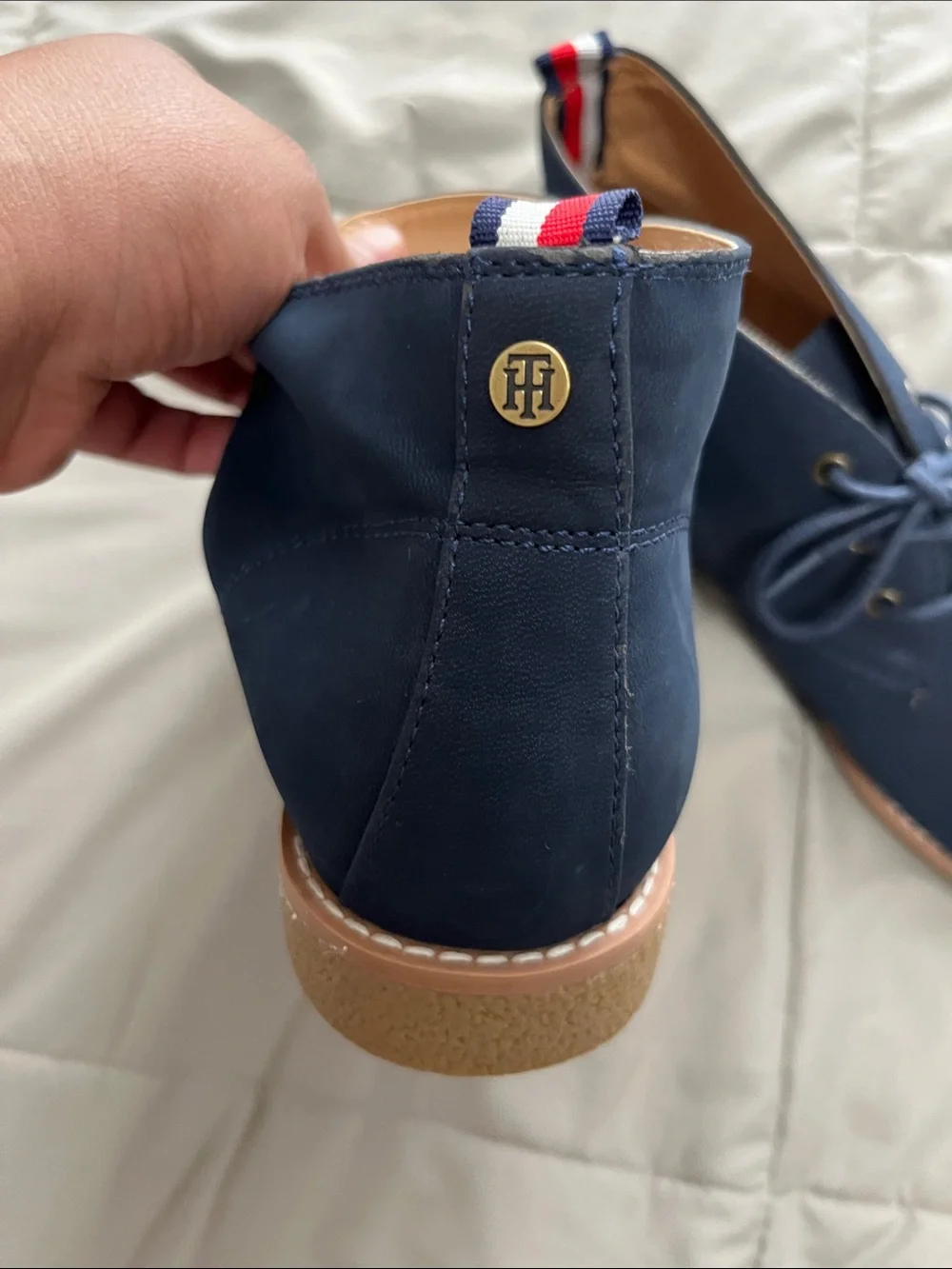 Tommy Hilfiger Navy Chukka Boots with Red-White-Blue Heel Tab